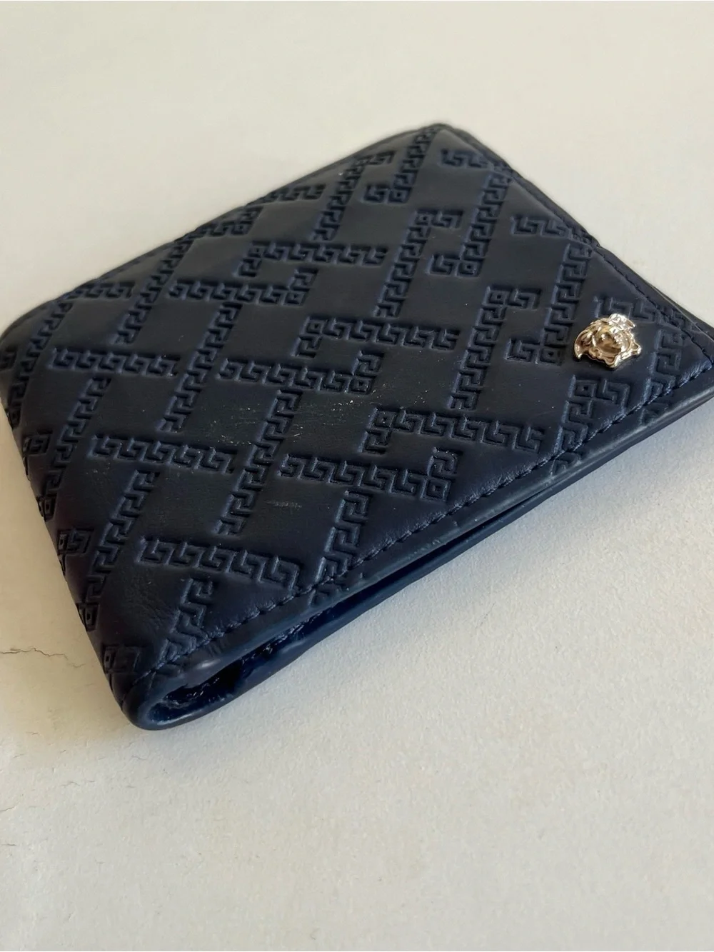 Versace navy leather